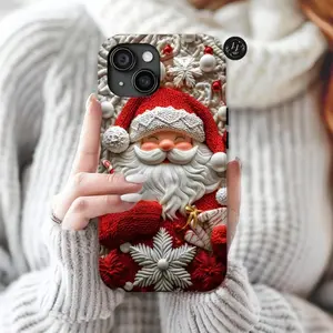 Santa Phone Case, White And Red 3D Christmas Phone Case, 3D Santa Claus Effect, For IPhone 16 15 14 13,