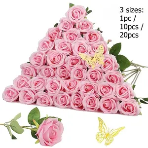 1/10/20 Artificial Roses, Fake Flowers for DIY Wedding Bouquets, Table Decor, Valentine's Day, Baby Shower, Home Decoration