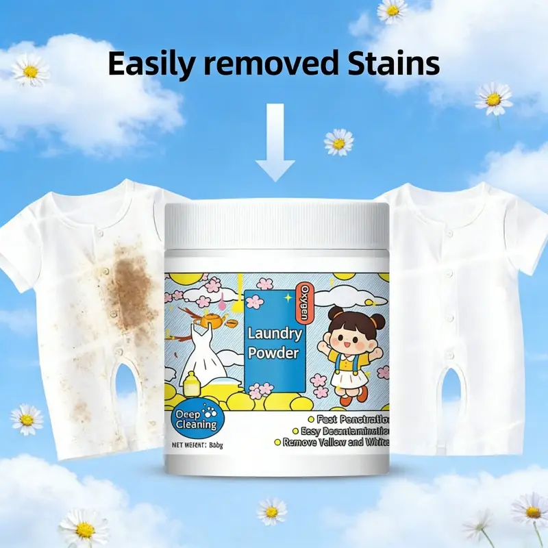 Multi-Purpose Oxygen Cleaner Deep Cleans Sneakers, Laundry, & Stains, Effective Stain Removal ,Color Brightening Formula, Effective for All Fabrics Color-Safe Laundry Booster Powder | Erases Yellowing, Wine, Grease, Makeup