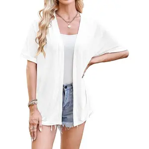 Womens Summer Lightweight Cardigan Short Sleeve Open Front Casual Loose Cover Ups front sweater cardigan chic Knitwear Womenswear