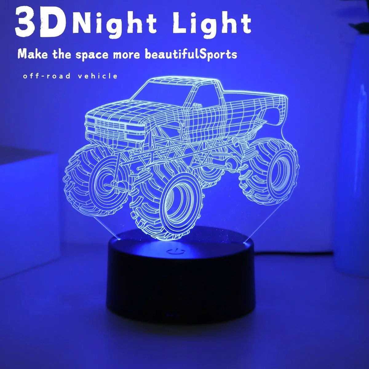 1pc Touch Control 3D Pickup Truck LED Night Light, 7 Color Gradient USB Acrylic Table Lamp for Bedroom and Living Room Decor, Perfect Gift for Car Enthusiasts, Led Neon Lights