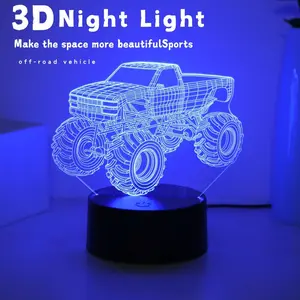 1pc Touch Control 3D Pickup Truck LED Night Light, 7 Color Gradient USB Acrylic Table Lamp for Bedroom and Living Room Decor, Perfect Gift for Car Enthusiasts, Led Neon Lights