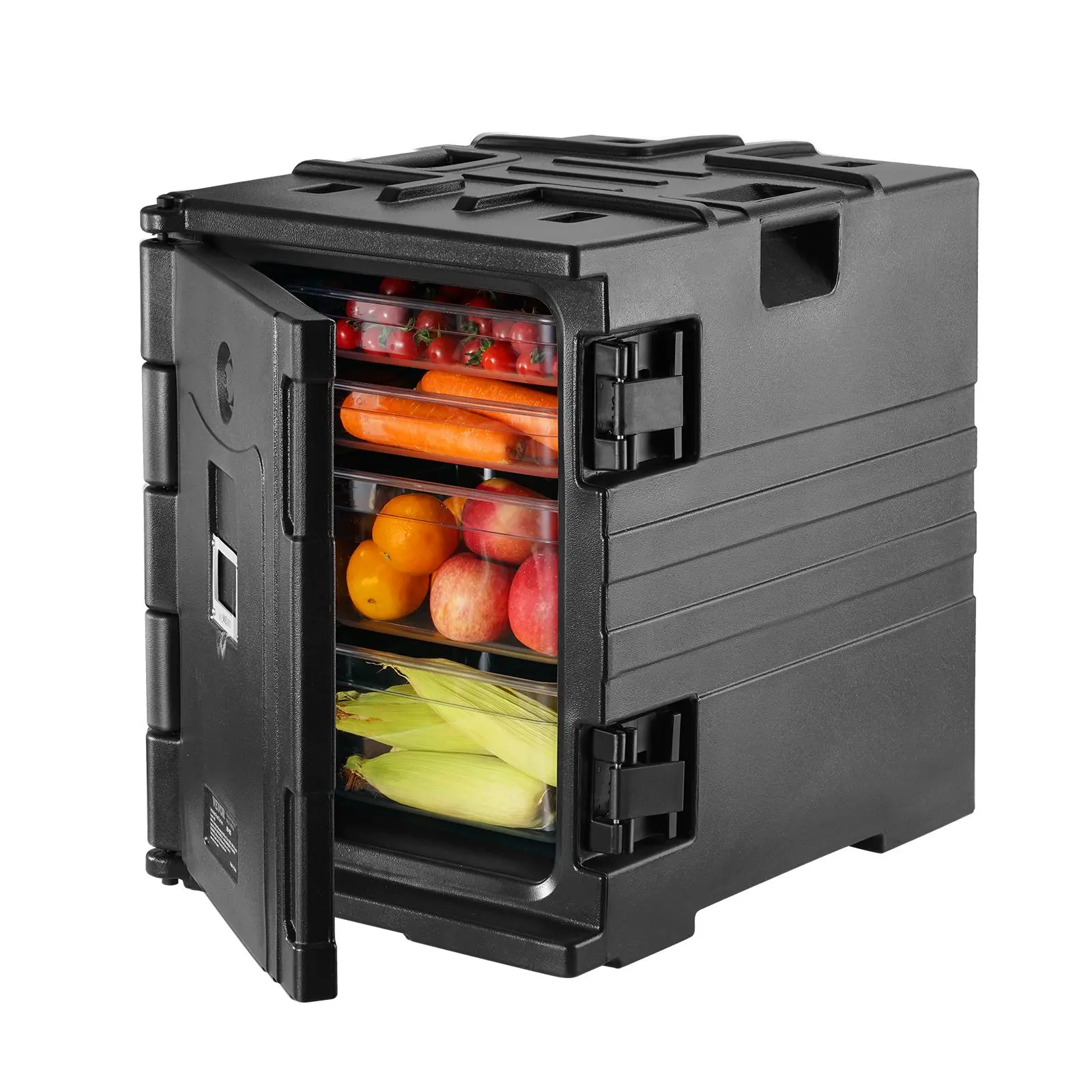 【Backtoschool】VEVOR Insulated Food Pan Carrier,  , 82 Qt Hot Box for Catering, LLDPE Food Box Carrier with Double Buckles, Front Loading Food Warmer with Handles, Stackable End Loader for Restaurant, Canteen, etc. Bla