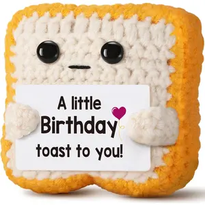 A little Birthday Toast to you - Funny Happy Birthday Gifts for Women, Men, Mom, Dad, ,  Gifts for Her Ideas -  Crochet Toast  Card - Cute Easter Basket Stuffers for Daughter, Son
