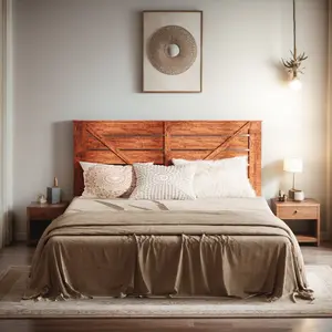 HOLDOLIFE Queen Size Corner Bed Frame with Rustic Tall Headboard, Noise Free, Easy Assembly, No Box Spring Needed