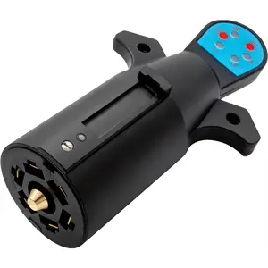 Quick Connect 7-Pin Trailer Light Tester, 7-Way Trailer Plug Tester with LED Lights Indicator, Round Plug, Blade Connector, Assemble Circuit Checking for Trailer, Truck, RVs - Plug & Play