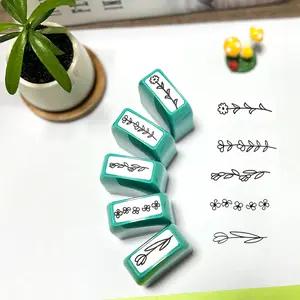 Vintage Floral Design Handmade Stamps, Unique Square Press Type Small Seals for Crafts & Greeting Cards, Automatic Ink Marking Stamp Set