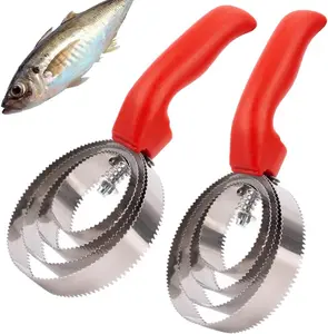 Fish  Brush Fast Remove, 2 Pack Stainless Steel Fish Scaler Remover, Heavy Duty commercial Fish Scaler Brush Fish Scaler Cleaning, Stainless Steel Sawtooth Easily Remove Fish Scales