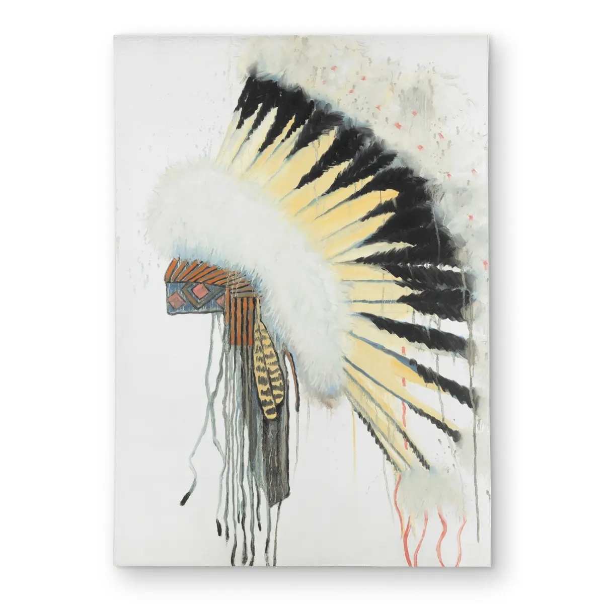 360 stand 5x7 ft. Rectangle Amerindian Headdress-Feather Printed Face Rug, Weatherproof Indoor/Outdoor Carpet with Cultural Touch, Durability & Easy-to-Clean Feature to Upgrade Your Decor for Living Room, Native American Rug