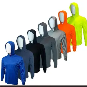 7 PACK SHIRTS - Hi Visibility ultra light weight Long sleeve hoodie shirt / polyester birdeye Fabric for quick dry Menswear Sweatshirts Man Pullover Casual Activewear Athletic Beige Mixed Variety