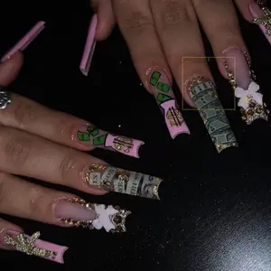 24 Pcs Super Long Square Nail Tips, Metallic Finish, Includes Jelly Glue & File, Perfect for Festive, Daily, School, Office, Party Wear, Nail Adhesive