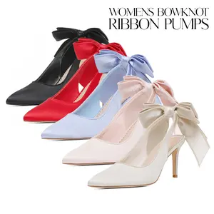 CYNLLIO Womens Heeled Pumps Closed Pointed Toe Stiletto High Heels Bowknot Ribbon Slingback Comfy Slip On Party Wedding  Evening Dating Work Casual Teacup Pump Fashionable Spring Dressy Shoes Valentine Gifts