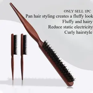 Comb for curly hair, comb for pointed ends, three row comb, beauty comb, fluffy curly hair styling comb, single row comb for hair care, long handle makeup pointed end wooden comb for styling