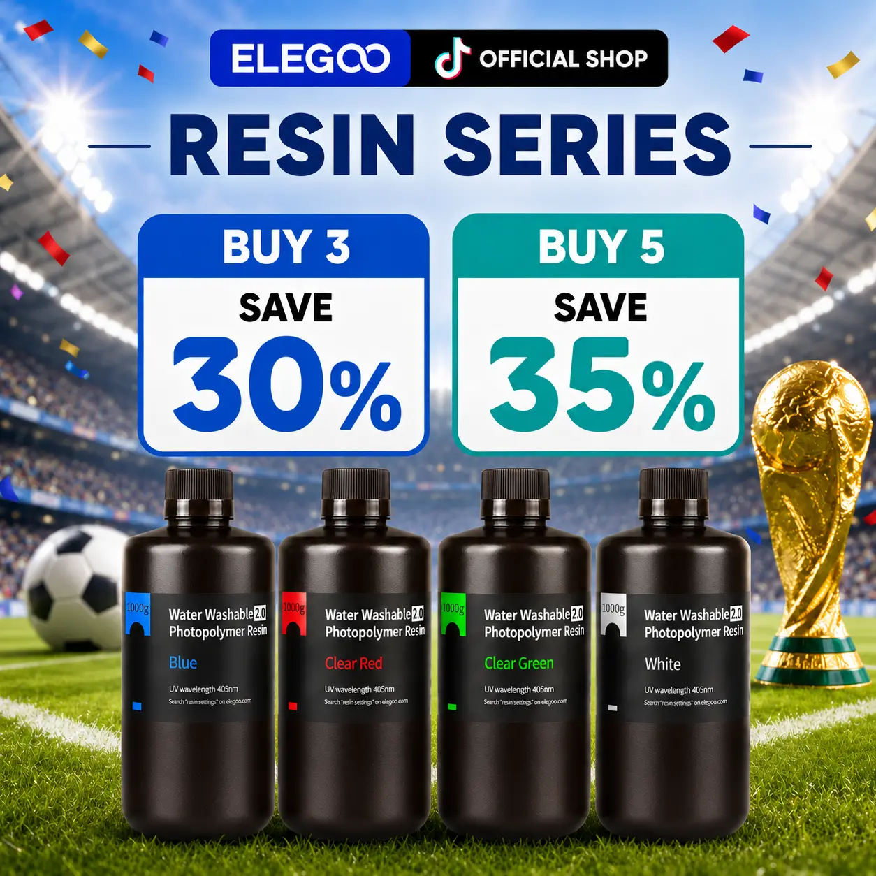 ELEGOO Photopolymer Resin LCD UV-Curing Resin 405nm 3D Printer Resin for Mars Saturn Jupiter MSLA DLP LCD 3D Printing