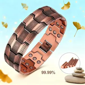 Copper Bracelet for Men,99.9% Pure Copper Magnetic Bracelet for Men – 3500 Gauss Magnets, Adjustable & Hypoallergenic. Stylish Wellness Gift for Him, Relieve Fatigue & Boost Energy. Fashion bracelet.Gift Ideas for Dad, Boyfriend, Partner & Brother
