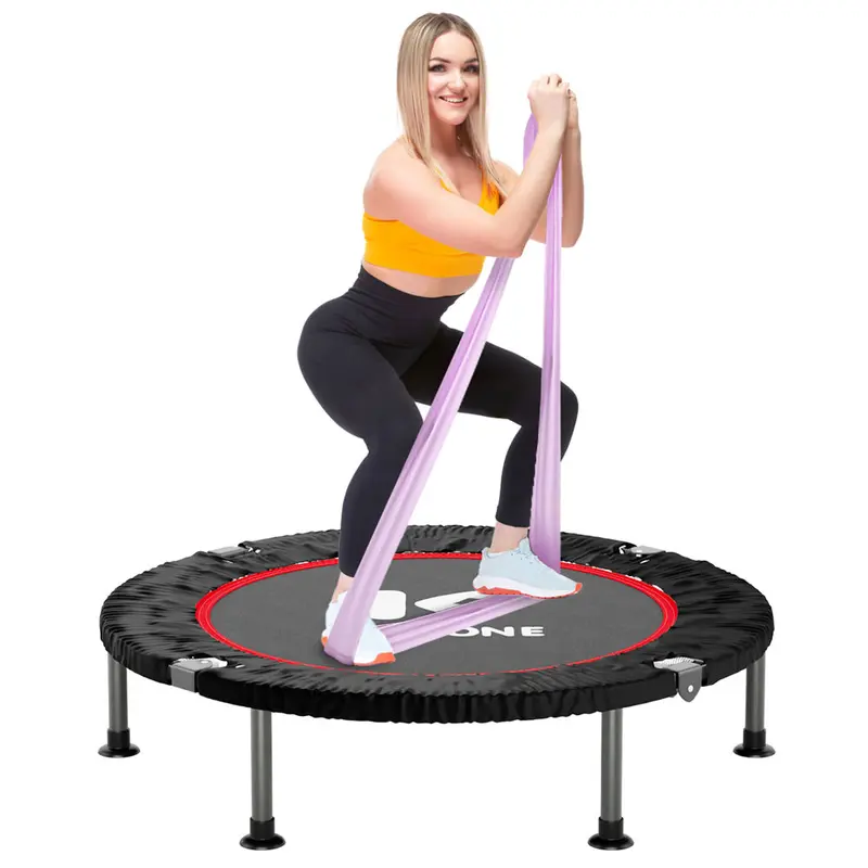 48" Foldable Mini Trampoline Max Load 330lbs/440lbs, Fitness Rebounder With Adjustable Foam Handle Exercise Trampoline Adults Indoor Garden Workout
