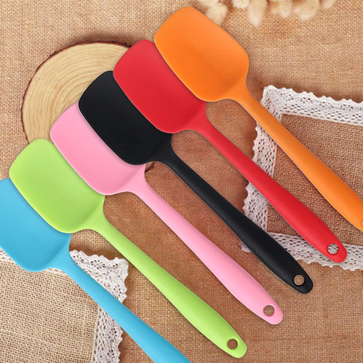 6 Pack Silicone Spatulas – 8.2 Inch Small Rubber Spoon Spatula, Heat Resistant, Seamless One Piece, Non-Stick Spoonula – Flexible Scrapers for Baking, Mixing, Spreading
