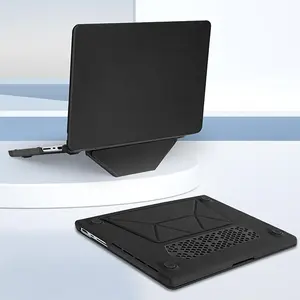 MOSISO MacBook Pro 14 inch Case 2025-2021 PU Leather Coated Hard Shell with Fold Kickstand for Models A3434-A2442 Full Protection Easy Access