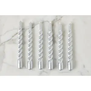Lacquer Twisted Taper Candles, Silver, Set of 6