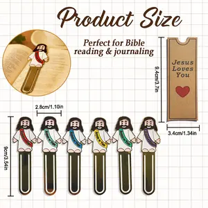 6PCS/12PCS  Mini Jesus Figures Bookmark Decor Cute Jesus Ornaments Traditional Religious Party Favors Celebrate Faith Blessings Perfect Bible Reading Journaling Christmas Gifts Baptism Gifts Sunday School Gifts