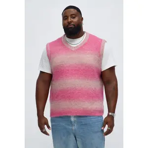 Gradient Sweater Knit Vest - Pink/combo