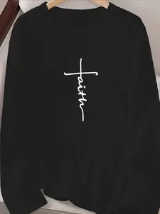 Plus-Size Loose-Fit Top with Trendy Letter Print Long Sleeves & Crewneck Comfortable & Stylish Pullover for Everyday Wear #PlusSizeStyle #CasualFashion - Womenswear