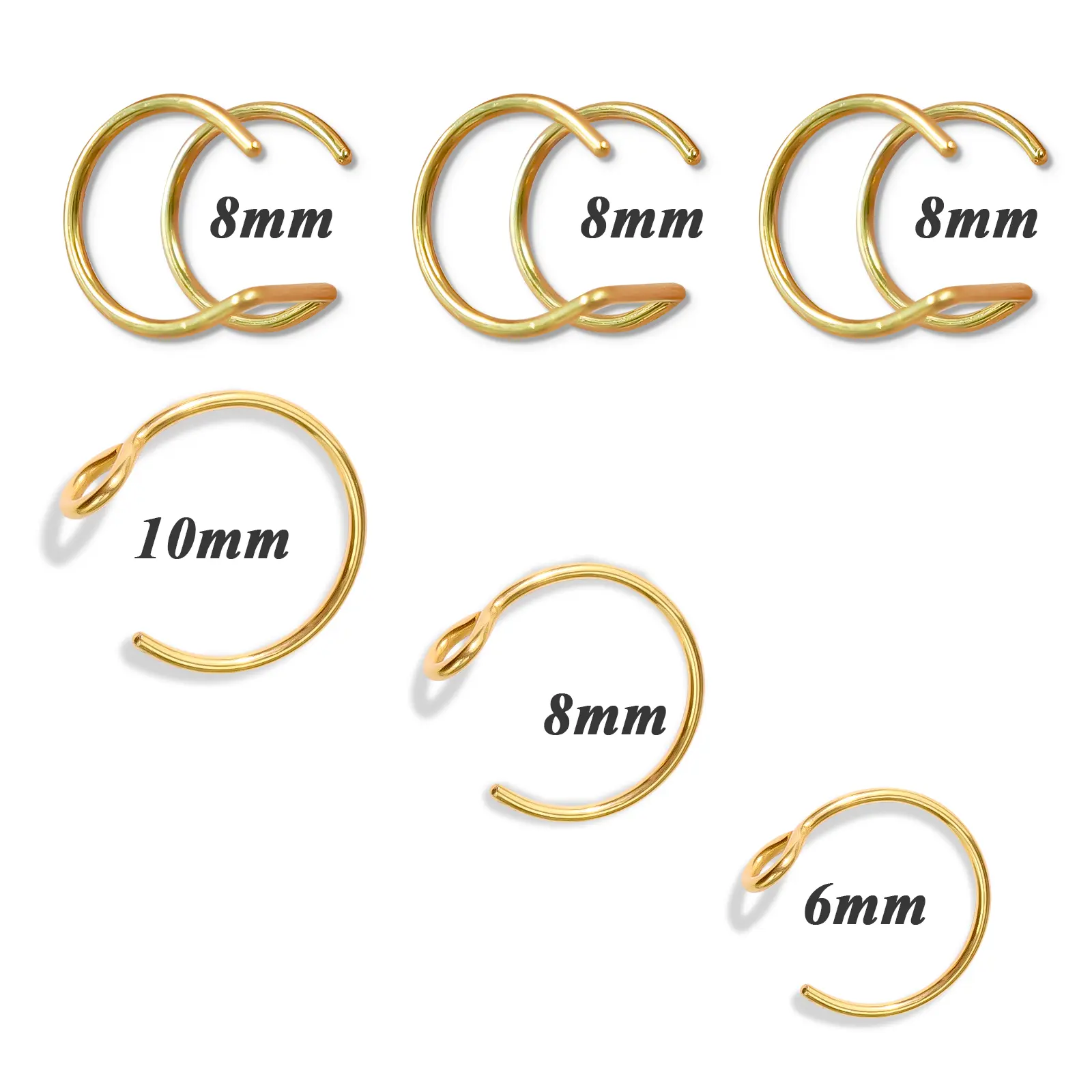 Unisex Handmade 20-Gauge Clip-On Faux Septum Hoop Nose Jewelry - Gold or Silver Copper Coating for Faux Septum Piercings, Mini Decorative Nose Clip Piercing Jewelry, Septum Rings Piercing Jewelry