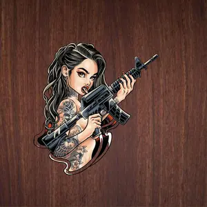 Tattoo Girl Stickers, Anime Soldier Sticker   Weapons And Whimsical Characters, Sticker Vinyl Waterproof, Gifts For Friends Or Festivals