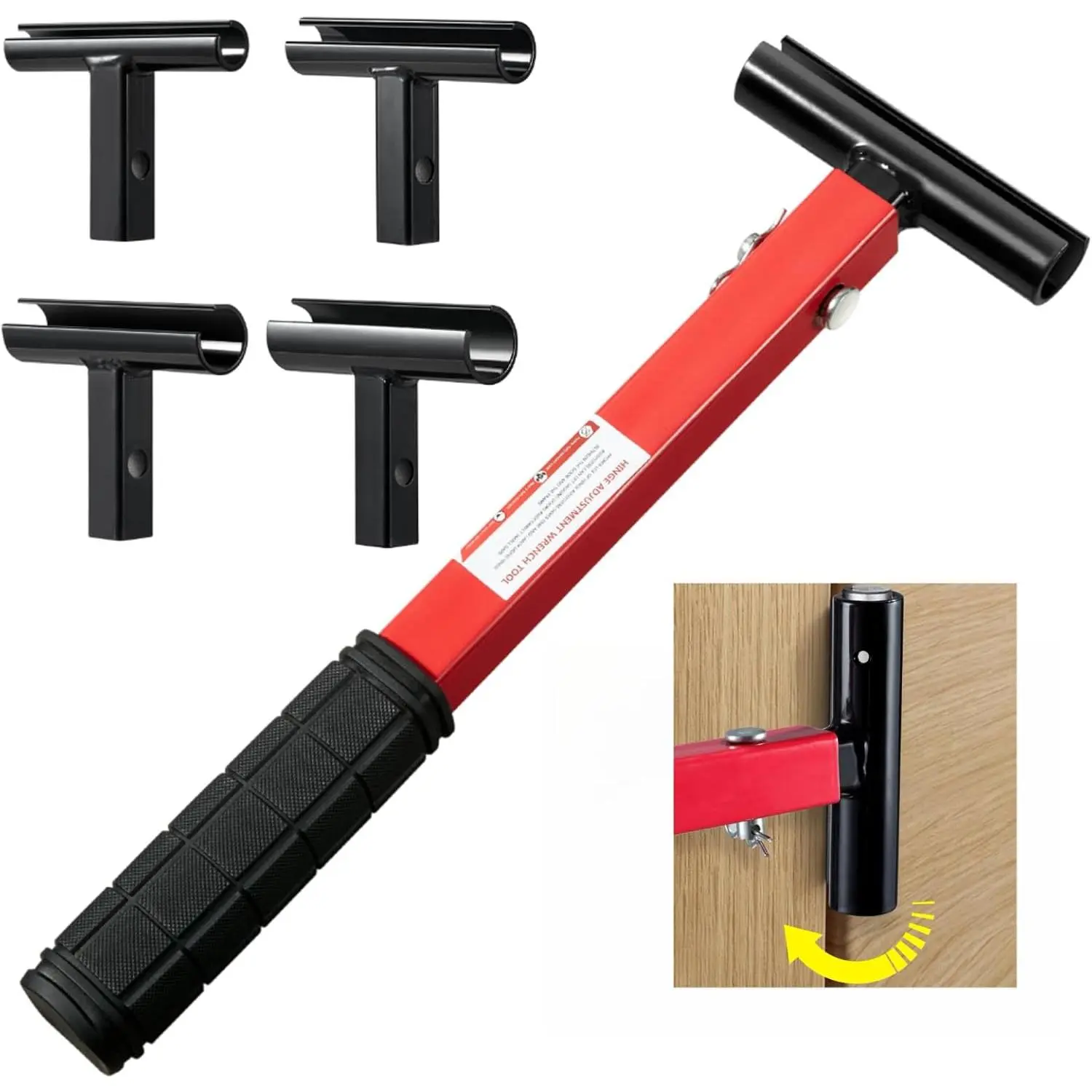 4-in-1 Steel Residential Door Hinge Adjustment Tool - Professional Hinge Bender with Rubber Grip, 4 Multi-Size Wrenches, Anti-Rust Coat, Welded Joints for Adjusting Gaps & Smooth Alignment