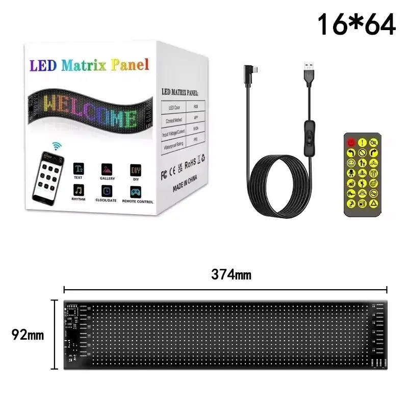16x64 LEDs-9.2x37.4 CM
