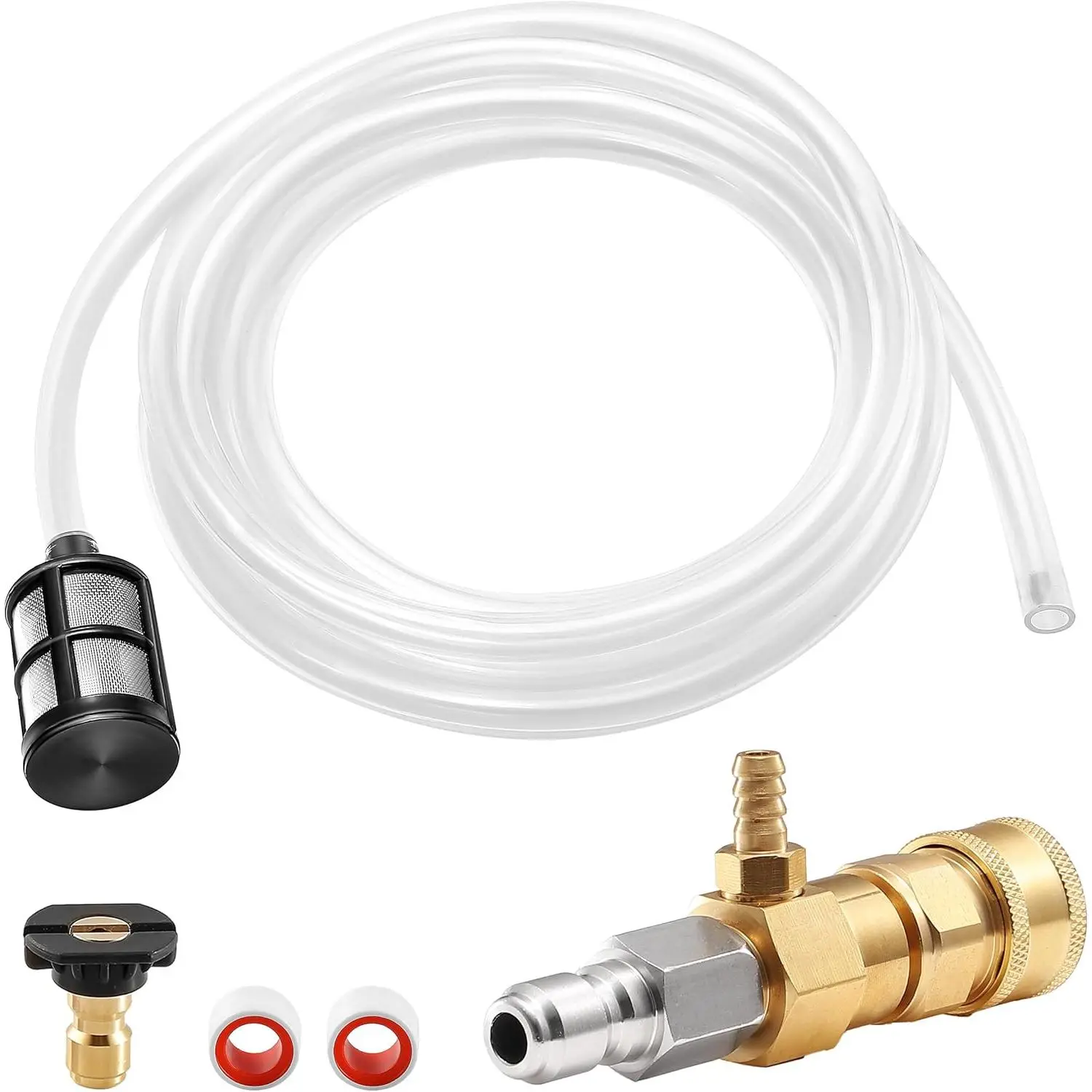 Downstream Injector for  Washer, Power Washer  Injector Kit with 3/8" Quick Connect, Soap Injector with Siphon Hose 3-5 GPM