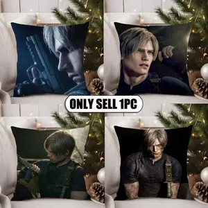 PIKPAKA L-Leon K-Kennedy Game Cool Cushion Cover Soft Short Plush Fabric Double-Sided Print Organic Breathable Sofa Pillow Case, Home Machine Washable In Warm Winter Perfect For Home Decor Warm Winter Home Child Gift, Bedroom Decorative Accessories