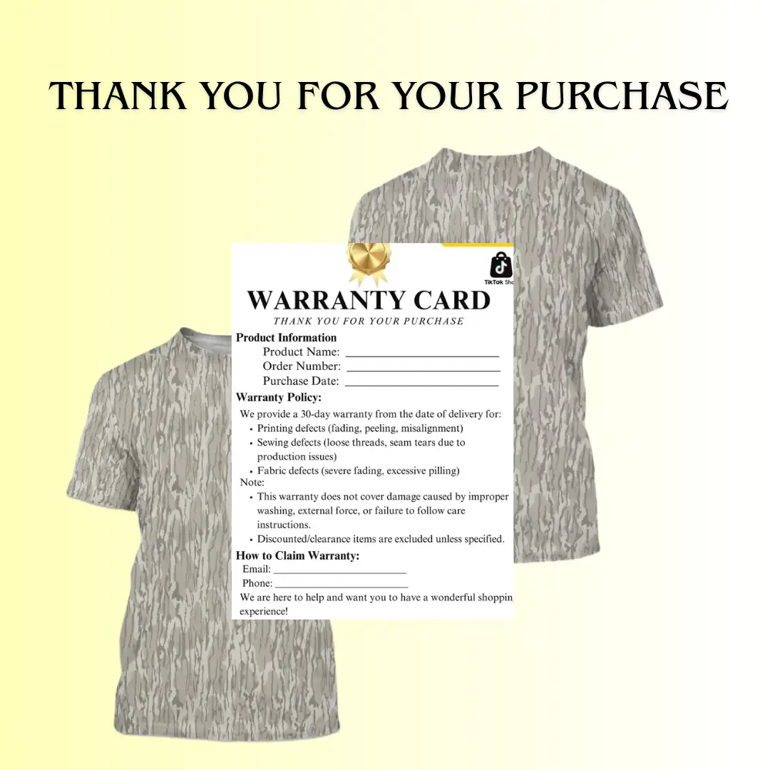 Thank You for Your Purchase Tee, Customer Appreciation T-Shirt, Product Online Warranty Cards