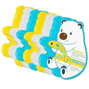 6-Pack Reusable Bear-Shaped Ice Packs - Slim, Easy-to-Clean Freezer Accessories for Lunch Boxes (Kitchenware Cooler Item)