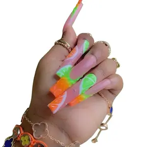 Custom Press On Nail Set Gel High-Quality Hand-Painted Design Reusable Nail Prep Kit Versatile Nail Solution for Various Occasions