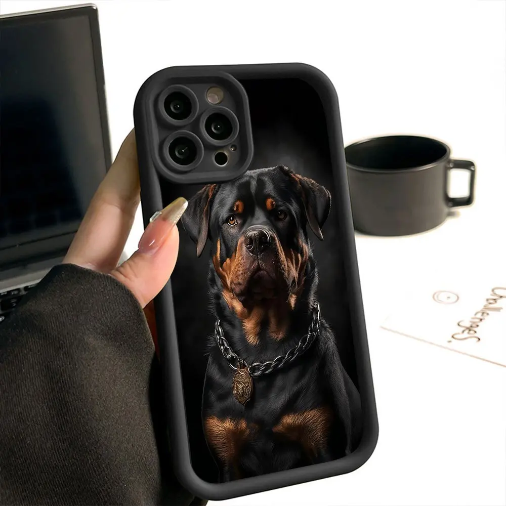 Rottweiler Pattern TPU-Silicone Casing for iPhone 17 Pro Max,16,16e,15,14 Plus,13,12 Mini,11,Air,X,XS - Straight Edge, Anti-Drop, Rugged, Durable Protection Cover with 2D Printing Gift