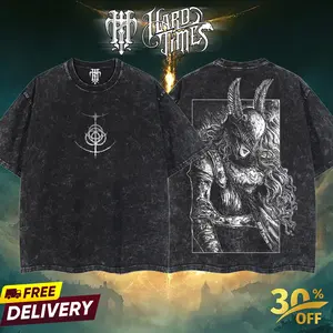 HardTimesClothing - Retro Limited Vintage Malenia Elden Ring Boss, From Software Collection Game Oversized Washed Tee Acid Washed Lightweight TSHIRT, Gift for him her Clothes Cotton