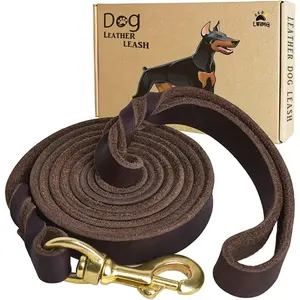 Leather Dog Leash 6ft x 3/4 inch, Heavy Duty Genuine Leather Braided Dog Training Leash, Soft and Strong Pet Lead for Large, Medium, Small Dogs