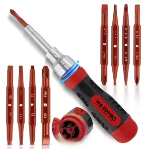 Ratcheting Screwdriver Set with Magnetic Tips - 19 In 1 Ratchet Multi Screwdriver - Portable and Multipurpose All In One Screwdriver, Phillips//Torx-Star/Hex/Square Bits