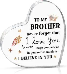 To My Brother Gifts for Brother, Acrylic Keepsake, 3.9 x 3.9inch, Fathers Day Birthday Christmas Gifts for Brother from Sister, Encouraging Sign