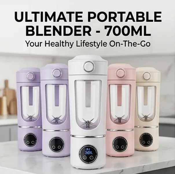 Upgraded 700ml Portable Blender for Shakes & Smoothies, 12-Blade Type-C Rechargeable Blender with 21000RPM High Speed, Smart LED Display, 4 Modes, Auto-Clean for Gym & Office