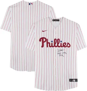Justin Crawford Philadelphia Phillies Autographed White Nike Replica Jersey with "2022 17th Pick" Inscription - Fanatics Authentic Certified