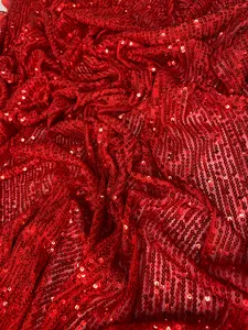 Red Stretch Sequin Mesh