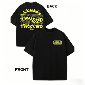 Twisted Tea Vintage-Inspired Men's Cotton T-Shirt - Double-Sided Print, Drop Shoulder Sleeves, High-Quality Thick 230g, Round Neck, Casual Streetwear Top