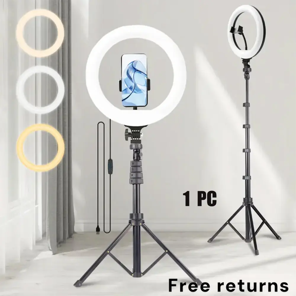 【DealsForYouDays】10" Adjustable Led Fill Light With Extendable Tripod Stand, Ring Light For 3 Color Mode, Dimmable Selfie Light For Video Recording, Makeup, Photography, Live Stream, TikTok, Content Creator, Cellphone Mount#SummerWins#Fathersdaygift