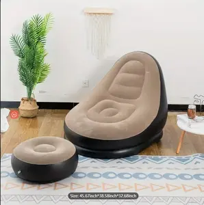 "Lazy Sofa Inflatable Folding Recliner Outdoor Sofa Bed With Pedal Comfortable Flocking Single Sofa Chair Pile Coating "