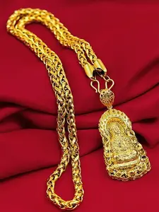 Guanyin Pendant Necklace, Buddha Pendant Chain, European and American Fashion Simple Design, Men's Jewelry Set, Stylish Accessories