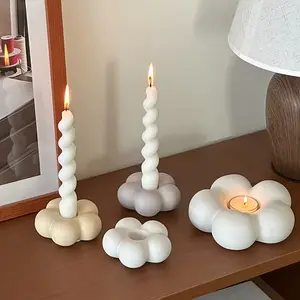 Elegant Ceramic Candle Holder, Modern Minimalist Design, Twisted Base for Tabletop Decor, Perfect for Christmas, Weddings, Home Accents