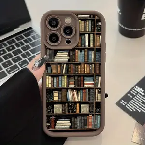 Bookshelf Pattern Phone Case for Men and Women, Soft Full Coverage Anti-Scratch Non-Slip Grip Fingerprint Resistant, Fits Apple iPhone Models