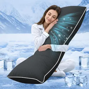 Cooling  Pillow for Adults- Pillow Insert with Shredded Blue Memory , Soft Support for Side Sleeper, , , Washable Pillowcase (20x54 Inch, Dark Gray)